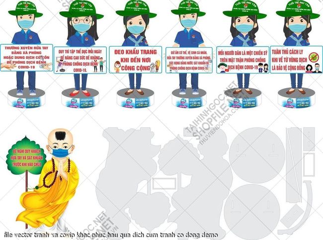 file vector tranh xa covip khac phuc hau qua dich cum tranh co dong